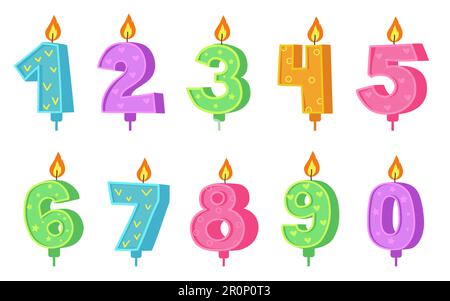 Creative colorful anniversary number candles Stock Vector