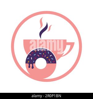 Donut and coffee logo vector. Donuts shop logo design. Stock Vector
