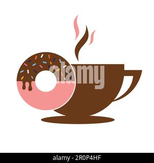 Donut and coffee logo vector. Donuts shop logo design. Stock Vector