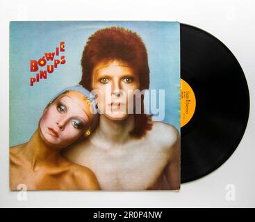 LP cover and vinyl of Pin Ups, the seventh studio album by David Bowie, which was released in 1973 Stock Photo