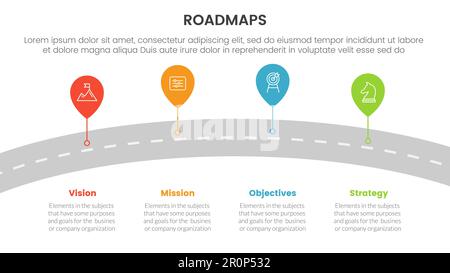 business roadmaps process framework - Business Roadmaps Process Framework Infographic 3 Stages With Curve Road And Light Theme Concept For Slide Presentation Vector 2r0p532 