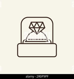 Wedding ring in box line icon Stock Vector