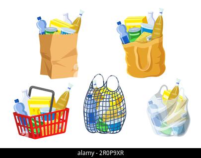 Supermarket bags collection Stock Vector
