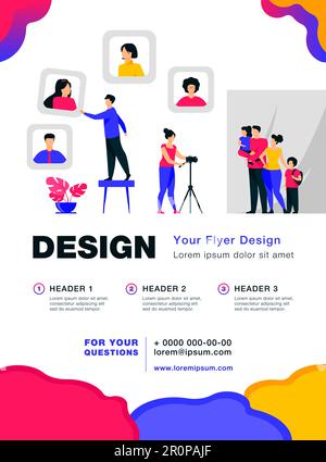 Family taking picture at photographic studio Stock Vector