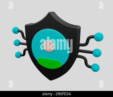 User protection icon 3D rendering. Stock Photo