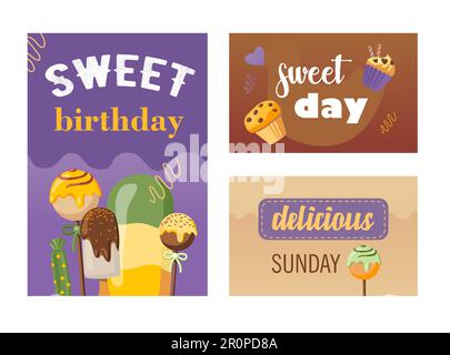 Stylish invitation designs on sweet day party Stock Vector