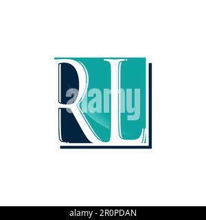 Initial letter RL logo design template vector. Letter RL on square shape background with blank space or negative space style design logo Stock Vector