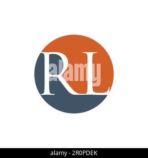 Initial letter RL logo design template vector. Letter RL on circle shape background with blank space or negative space style design logo Stock Vector