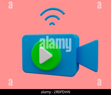Live video streaming icon, 3d rendering. Stock Photo