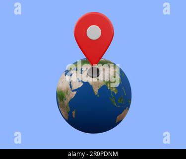 Earth Globe with map pointer, 3D rendering isolated on white background ...