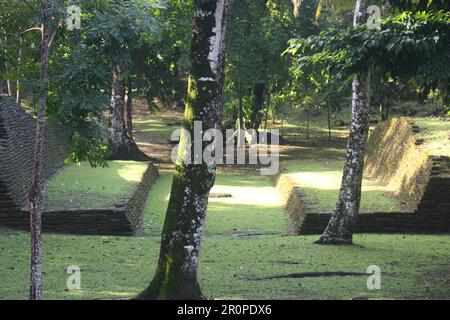 PUNTA GORDA, BELIZE - DECEMBER 26, 2008  the ancient Maya site of Lubaantun - in sunshine Stock Photo