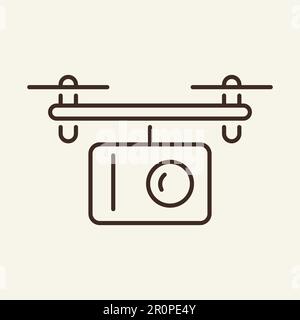 Shooting by drone line icon Stock Vector