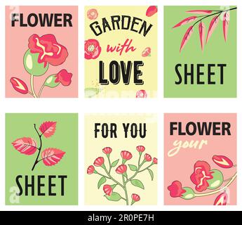 Modern greeting card designs with lovely buds and leaves Stock Vector