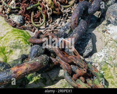Rusty Mooring chains Stock Photo