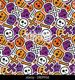 Happy Halloween Seamless Pattern. Scary and horror background. 31th October ornament for kid and youth stuff. Vector Stock Vector