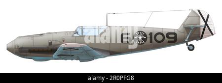 Messerschmitt Bf 109E-1 (6○109) of the Fighter Group 25 of the Spanish Air Force, June 1941 Stock Photo