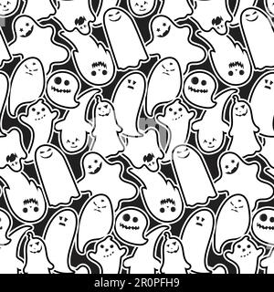 Happy Halloween Seamless Pattern. Scary and horror background. 31th October ornament for kid and youth stuff. Vector Stock Vector