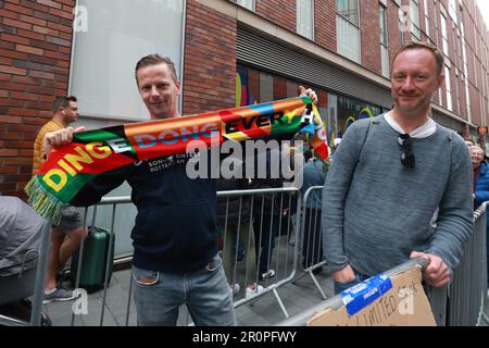 Liverpool, UK. 09th May, 2023. Big crowd in front of the official Eurovision shop in Liverpool, United Kingdom on May 9, 2023. Photo: Sanjin Strukic/PIXSELL Credit: Pixsell/Alamy Live News Stock Photo