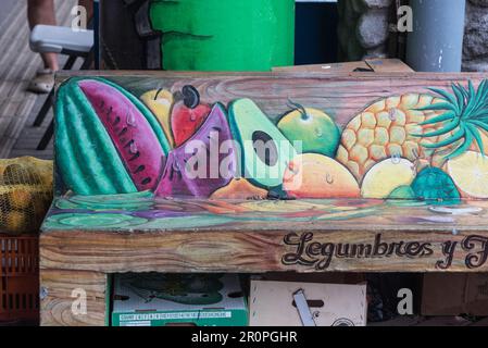 Painted street furniture in Le Valle de Anton, Panama Stock Photo