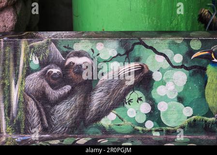 Painted street furniture in Le Valle de Anton, Panama Stock Photo