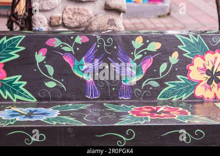 Painted street furniture in Le Valle de Anton, Panama Stock Photo