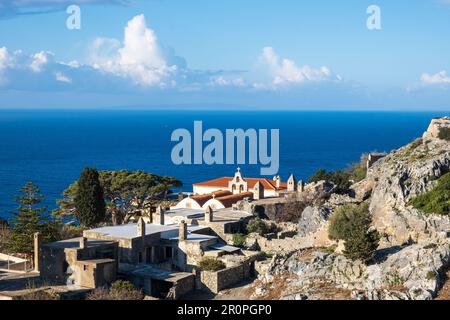 Preveli Monastery overlooking sea, Crete Stock Photo