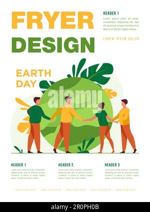 People walking around globe and holding each other by hands Stock Vector