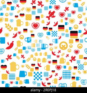 Oktoberfest Seamless Pattern. Colorful Beer Festival Ornament for print, cloth, wallpaper, backdrop. Vector Stock Vector
