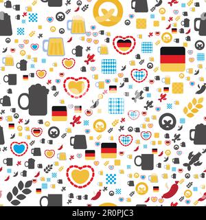 Oktoberfest Seamless Pattern. Colorful Beer Festival Ornament for print, cloth, wallpaper, backdrop. Vector Stock Vector