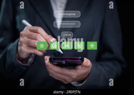 Login and password, Cyber security, Data protection and secured internet access Stock Photo
