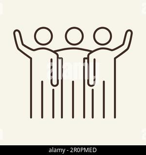 Friendly team vector line icon Stock Vector