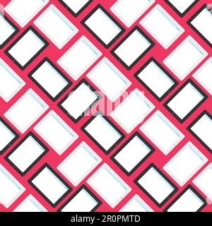 Stylish seamless pattern with tablet in flat style. Cartoon design backdrops about technology, IT, internet, social networks and technical progress an Stock Vector
