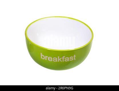 Bowl ceramic. Green empty bowl or cup isolated on white background. Stock Photo