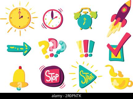 Time Managment Signs Set Stock Vector