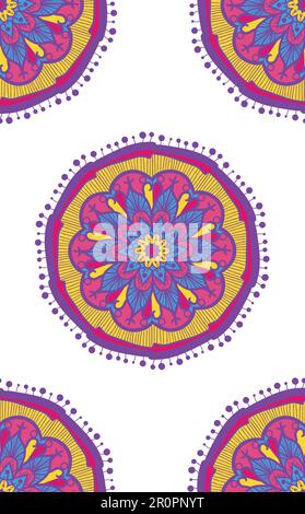 Ethnic Boho Seamless Pattern. Mandala Ornament for print, cloth, backdrop and wallpaper. Vector Stock Vector