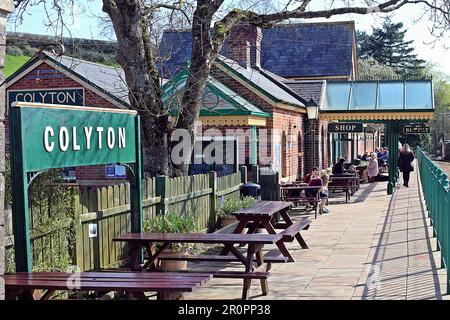 SEATON, DEVON, UK - MARCH 25, 2017 the narrow gauge electric Seaton Tramway from Seaton to Colyford on the old Seaton Branch Line that closed in 1966 Stock Photo