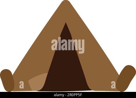 Tent flat color illustration. Camping, hiking. Eco tourism, travel hand drawn design element Stock Vector