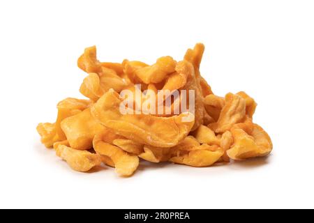 Dried melon slices isolated on a white background. Dried fruit. Stock Photo