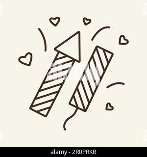 Wedding fireworks line icon Stock Vector