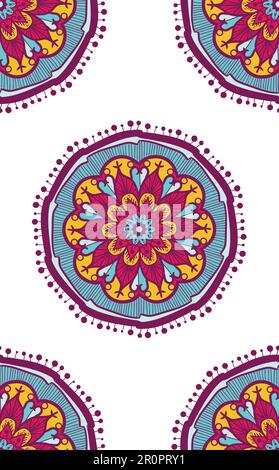 Native Seamless Pattern from mandala. Ethnic boho backdrop. Arabic or indian ornament for wallpaper, print and textile. Vector Stock Vector