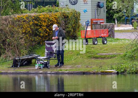 Fishing the lake Stock Photo