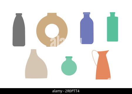 Minimalistic Ceramic Vases Shape vector illustrations for logo, icon, social media post, story, banner, poster. Stock Vector