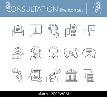 Consultation line icon set Stock Vector