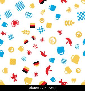 Oktoberfest Seamless Pattern. Colorful White Beer Festival Ornament for print, cloth, wallpaper, backdrop. Vector Stock Vector