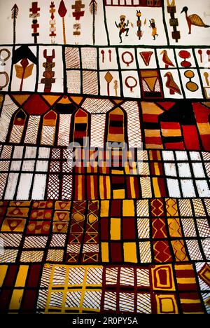 Tiwi art on ceiling of Handicraft Centre, Bathurst Island, Northern Territory, Australia Stock Photo