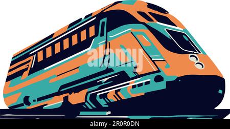 Modern transportation icon speeding on railroad tracks Stock Vector