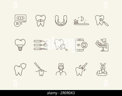 Implant icons. Set of line icons Stock Vector