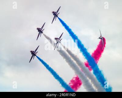 Red Arrows Display Team 50th Anniversary at Biggin Hill Airport Stock Photo