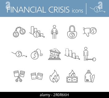 Financial crisis icons Stock Vector