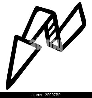 Zig zag down arrow hand drawn vector illustration. Navigation arrowhead isolated on white background Stock Vector